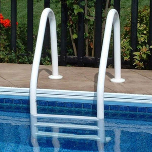 Saftron 3 Rung Step Ladder Inground Pool Handrail with Polymer Finish, White