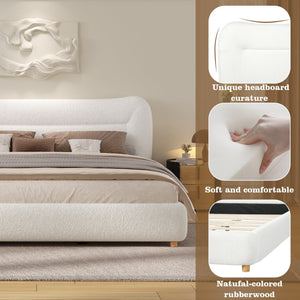 Minimalist Curved Headboard Teddy Bear Plush Bed - King