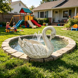 12.8'' Tall Vintage Swan Statue Planter