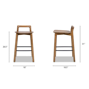 Sven - Modern Minimalist Low Back Counter Stool - Dark Brown Walnut