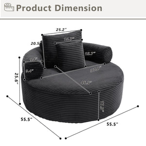 Round Sofa Bed With 3 Pillows For Living Room