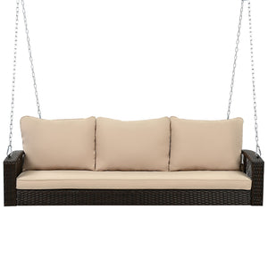 3 Person Large Patio Swing Bench With Cushions For Backyard