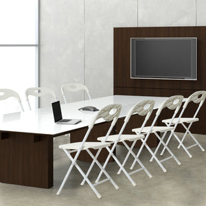 Folding Chairs, Stackable & Waterproof (Set of 4) - White