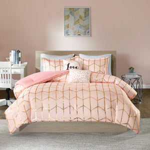 5-Piece King/Cal King 100% Polyester Brushed Printed Comforter Set