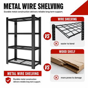 60"H 4-Tier Adjustable Heavy Duty Shelving Metal Mesh Storage Rack