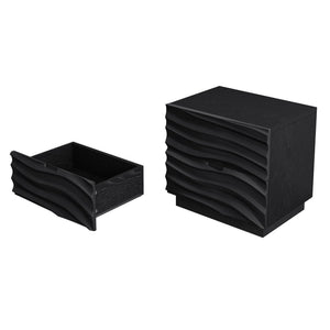 Nightstands, Bedside Table With 2 Drawers (Set of 2) - Black