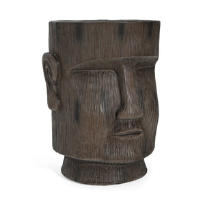 Outdoor Side Table Easter Island Moai Statue Pedestal