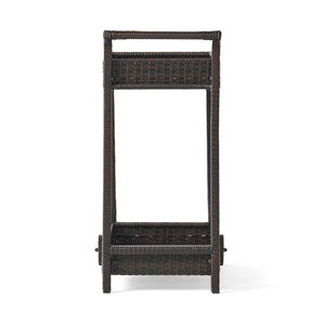 Resin Wicker Bar Cart With Metal Frame - Brown