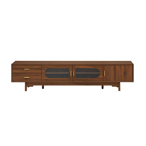 Modern TV Stand With Fluted Glass Doors & 2 Drawers