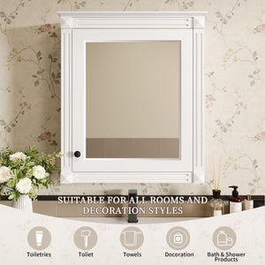Wall Mounted Bathroom Storage Cabinet With Mirror, Medicine Cabinet With Height Adjustable Shelf