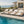White Iron + Teak Finish Outdoor Chaise Lounge Set