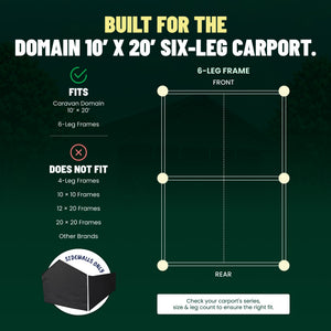 Caravan Canopy Domain 20x10 Foot Carport Tent Sidewalls, Black (Sidewalls Only)