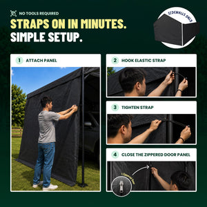 Caravan Canopy Domain 20x10 Foot Carport Tent Sidewalls, Black (Sidewalls Only)