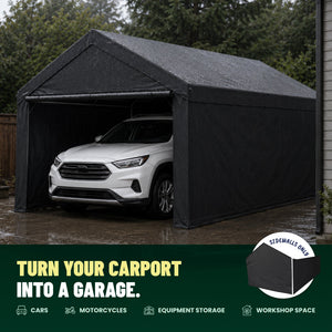Caravan Canopy Domain 20x10 Foot Carport Tent Sidewalls, Black (Sidewalls Only)