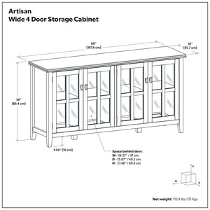 Artisan - Handcrafted Wide 4 Door Storage Cabinet