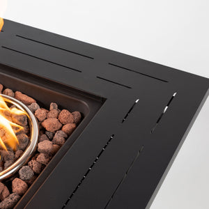 Square Fire Pit Table - Black Brown