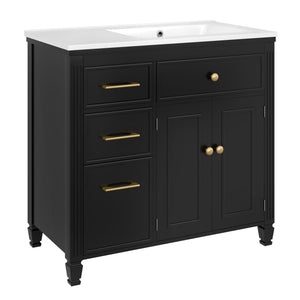 Modern Bathroom Vanity With Ceramic Sink, Freestanding