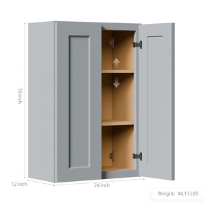 Gray Shaker Solid Wood Wall Cabinet with Soft-Close Doors