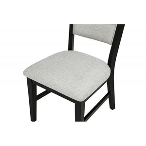 Dining Set With Round Table And 4 Upholstered Chairs - Black / Gray