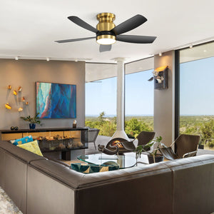 Flush Mount Ceiling Fan with LED Light and Remote Control