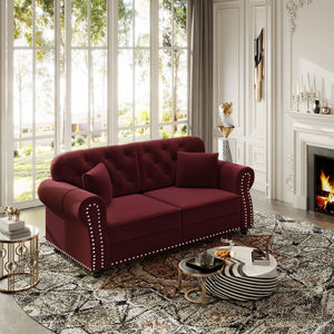 Upholstered Sofa Set With Nailhead Trim And Rolled Armrests, Includes Pillows