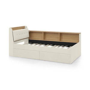 Upholstered Daybed With Storage Headboard, Wireless Charging, LED Lights