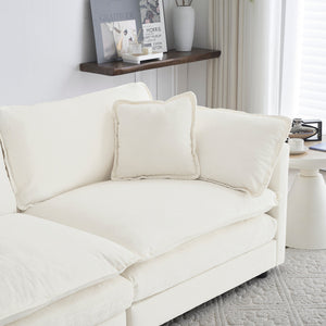 Mid-Century Modern Couch 3-Seater Sofa with Chenille Fabric