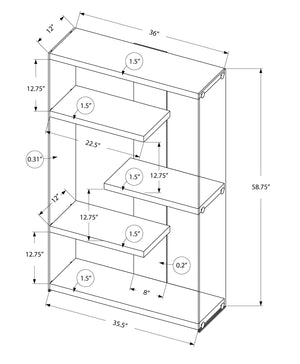 5-Tier Glossy White Bookshelf for Office and Home