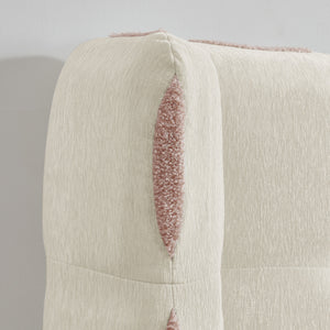 Queen Size Removable Chenille Wingback Upholstered Waffle Bed