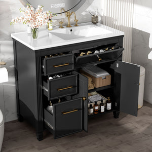 Modern Bathroom Vanity With Ceramic Sink, Freestanding