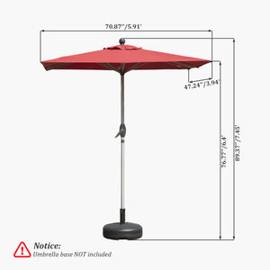 Rectangle Patio Umbrella with Crank Lift and Tilt Function, Brick