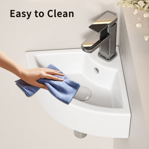 Triangle Corner Sink For Bathroom - Milk White