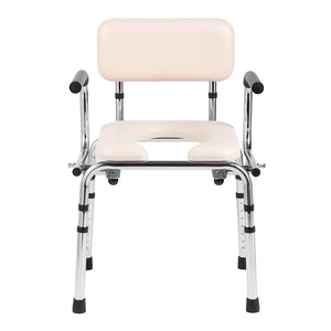 Commode Chair with Padded Seat and Adjustable Height
