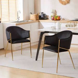 Modern Upholstered Dining Chair With Plush Velvet and Metal Frame