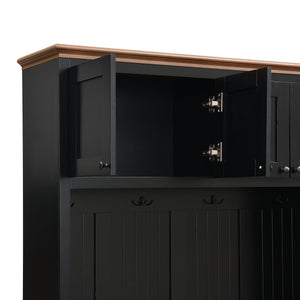 Entryway Hall Tree With Storage Bench, Coat Rack Shoe Bench With Cabinets