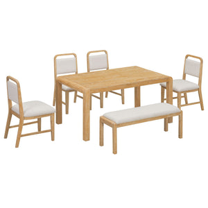Extendable Dining Table Set With 4 Upholstered Chairs And 1 Bench