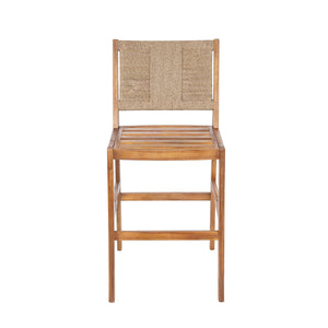 4 Pieces Natural Outdoor Bar Stool Solid Acacia Wood and Woven Wicker