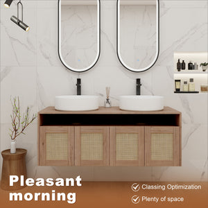 48" Bathroom Vanity with Ceramic Art Sinks