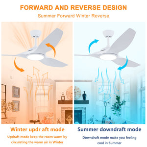 52 Inch ABS Blades Ceiling Fan with LED Light Kit