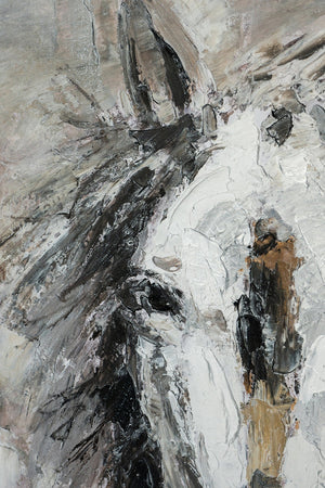 35.4x47.2x1.2" Hand-Painted White Horse Artwork
