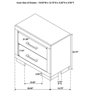Copper - 2 Drawer Rectangular Nightstand