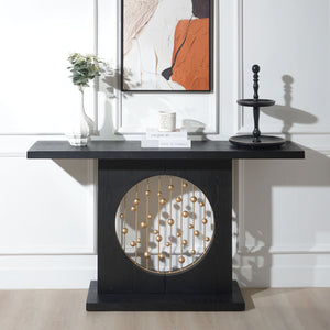 Console Table With Circular Art Decor For Living Room - Multi