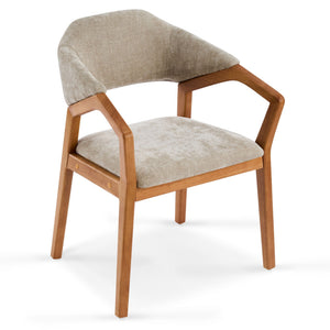 Indoor Upholstered Dining Chair Set of 2 - Oatmeal / Teak