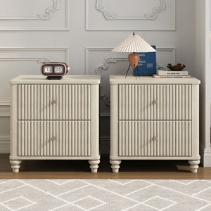 Fluted Nightstand With 3 Drawers