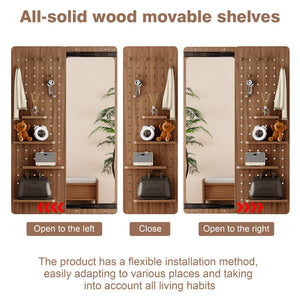 Wall Mounted Full Length Mirror With Shelf And Hook