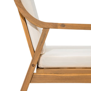 TREXM Patio Dining Chair Set of 2, Wood Outdoor Armchairs with Removable Cushions