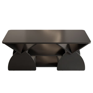 Geometric Engineered Coffee Table with Rounded Corners and Open Shelves