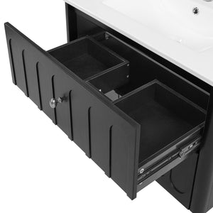 Floating Bathroom Vanity With Oval Knobs & Round Edge, Soft Close Drawer Slides