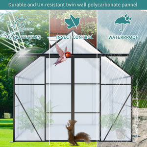 Double Door Polycarbonate house Raised Base And Anchor Aluminum Heavy Duty Walk In houses For Outdoor Backyard In All Season