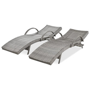 K&K 80" Outdoor Wicker Chaise Lounge Chairs Set of 2